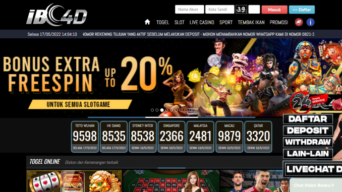 IBC4D Situs Slot Online Dan Togel Deposit Pulsa Pay4d