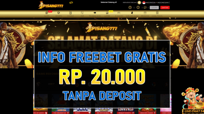 Pisang777 Freebet Gratis Tanpa Deposit Rp 20.000 Terbaru