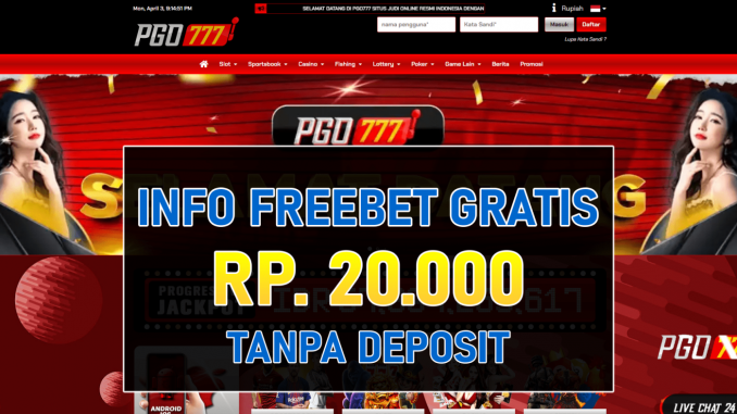 PGO777 Freebet Gratis Tanpa Deposit Rp 20.000 Terbaru