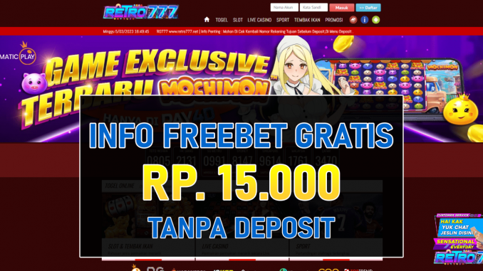 RETRO777 Freebet Gratis Tanpa Deposit Rp 15.000 Terbaru