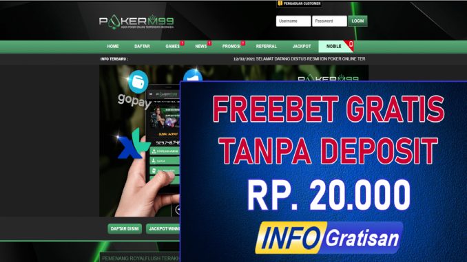PokerM99 Freebet Tanpa Deposit Terbaru Rp. 20.000