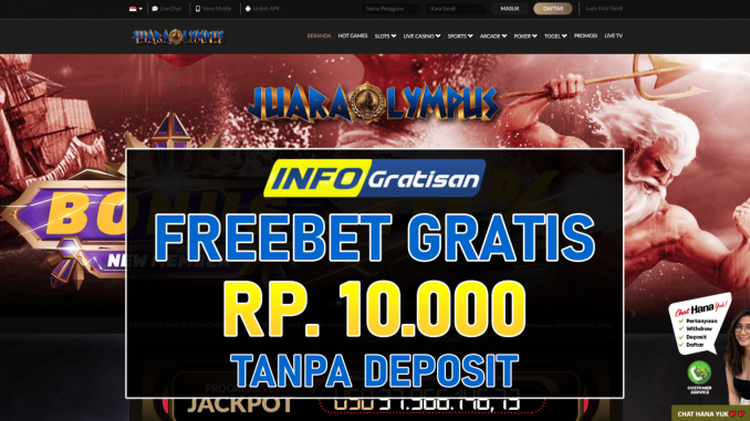 JUARAOLYMPUS – Freebet Gratis Terbaru Rp 10.000 Tanpa Deposit
