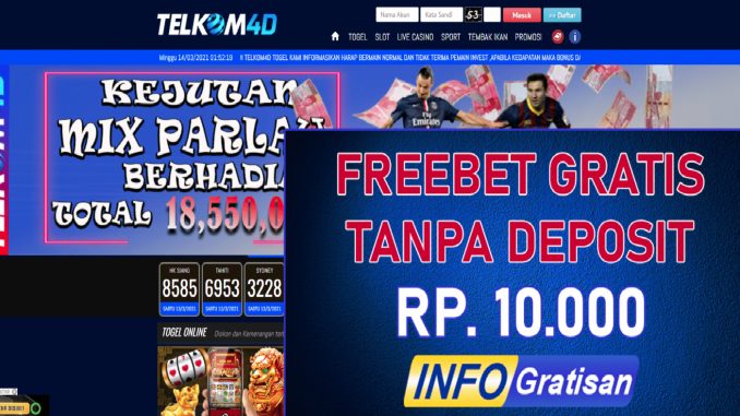 TELKOM4D : Freebet Terbaru Gratis Tanpa Deposit Rp 10.000