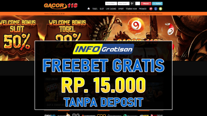 GACOR118 – Freebet Gratis Terbaru Rp 15.000 Tanpa Syarat Deposit