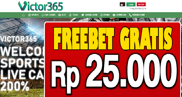 Victor365 Freebet Gratis Rp 25.000 Tanpa Deposit