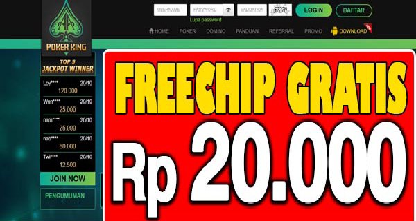 AAPokerKing Freechip Gratis Rp 20.000 Tanpa Deposit
