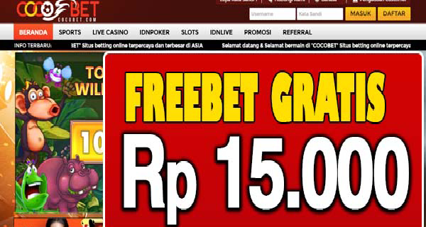 CocoBet Freebet Gratis Rp 15.000 Tanpa Deposit